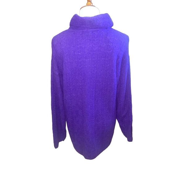 Jeanne Pierre Purple  Long Sleeve Turtleneck Wool & Angora Cable Knit Sweater Si - Picture 2 of 9